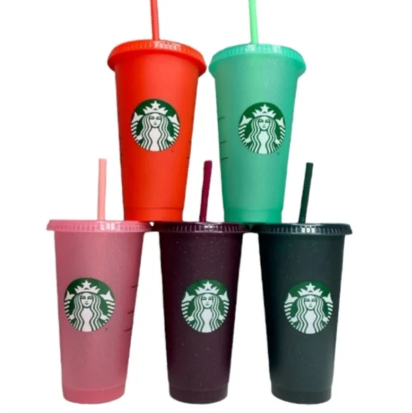 Starbucks Christmas 2020 Holiday Glitter Cold Cups New - Picture 1 of 5